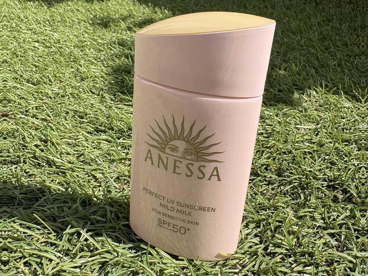 ANESSA Perfect UV Mild Milk bottle — gentle Japanese sunscreen for kids and family