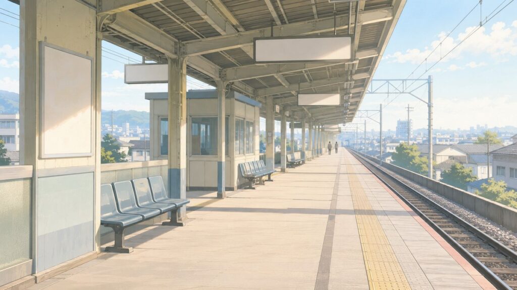 A clean and tidy Japanese train station with no trash cans in sight