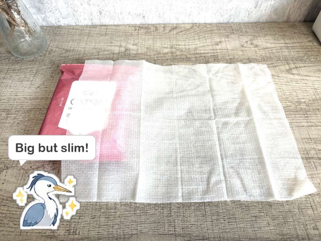 Gatsby Ice-Cold body wipe unfolded showing its large sheet size