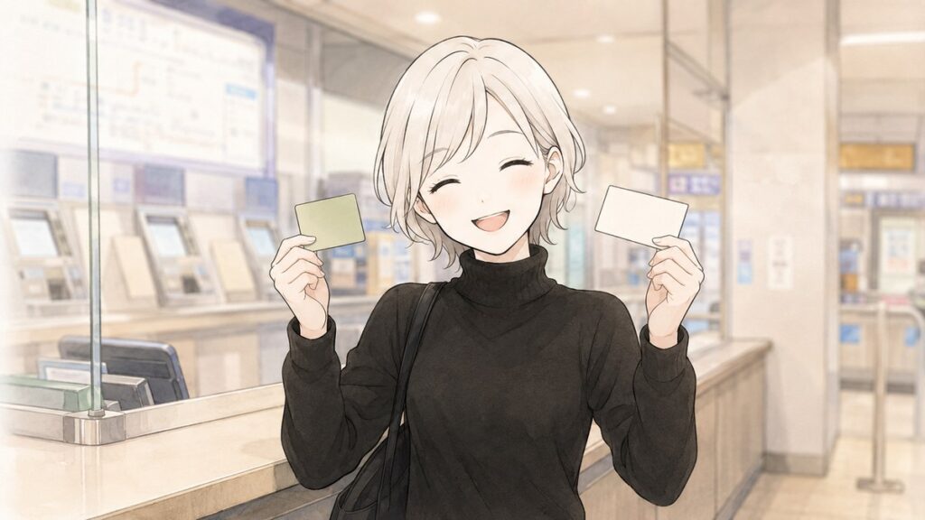 Traveler holding a Japan Rail Pass and a separate reserved seat ticket at the station