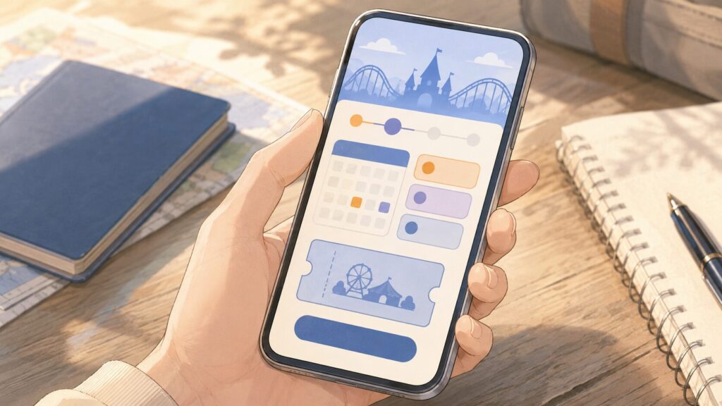 Buying USJ tickets on a smartphone before a trip to Japan