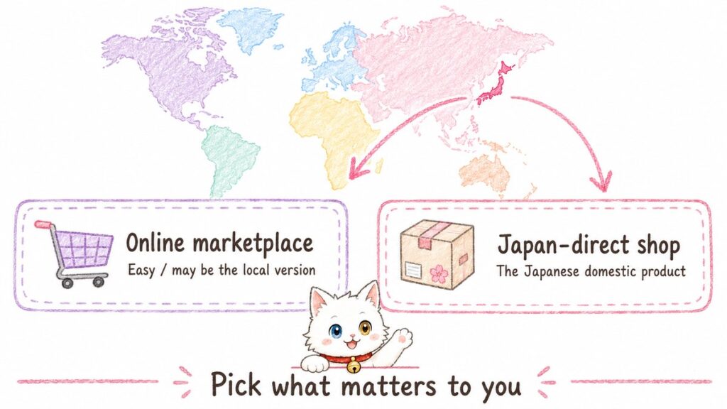 Chart comparing buying Japanese skincare online locally versus shipping direct from Japan